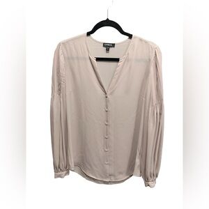 Express Women's Soft Beige Button-Up Blouse